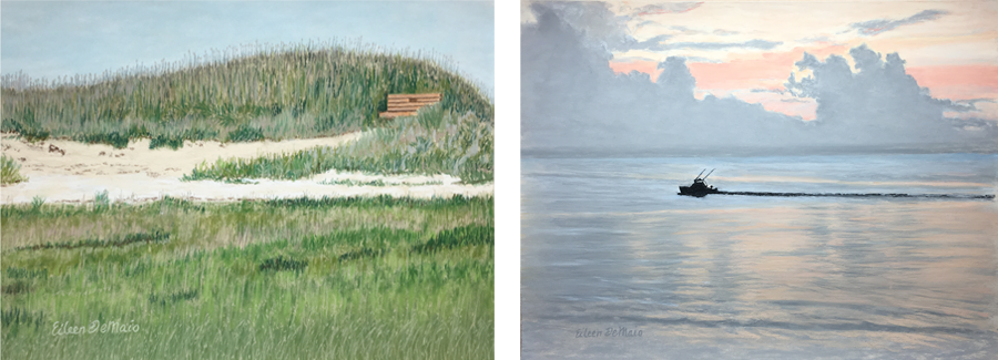 Cape Cod bench and Boat morning light